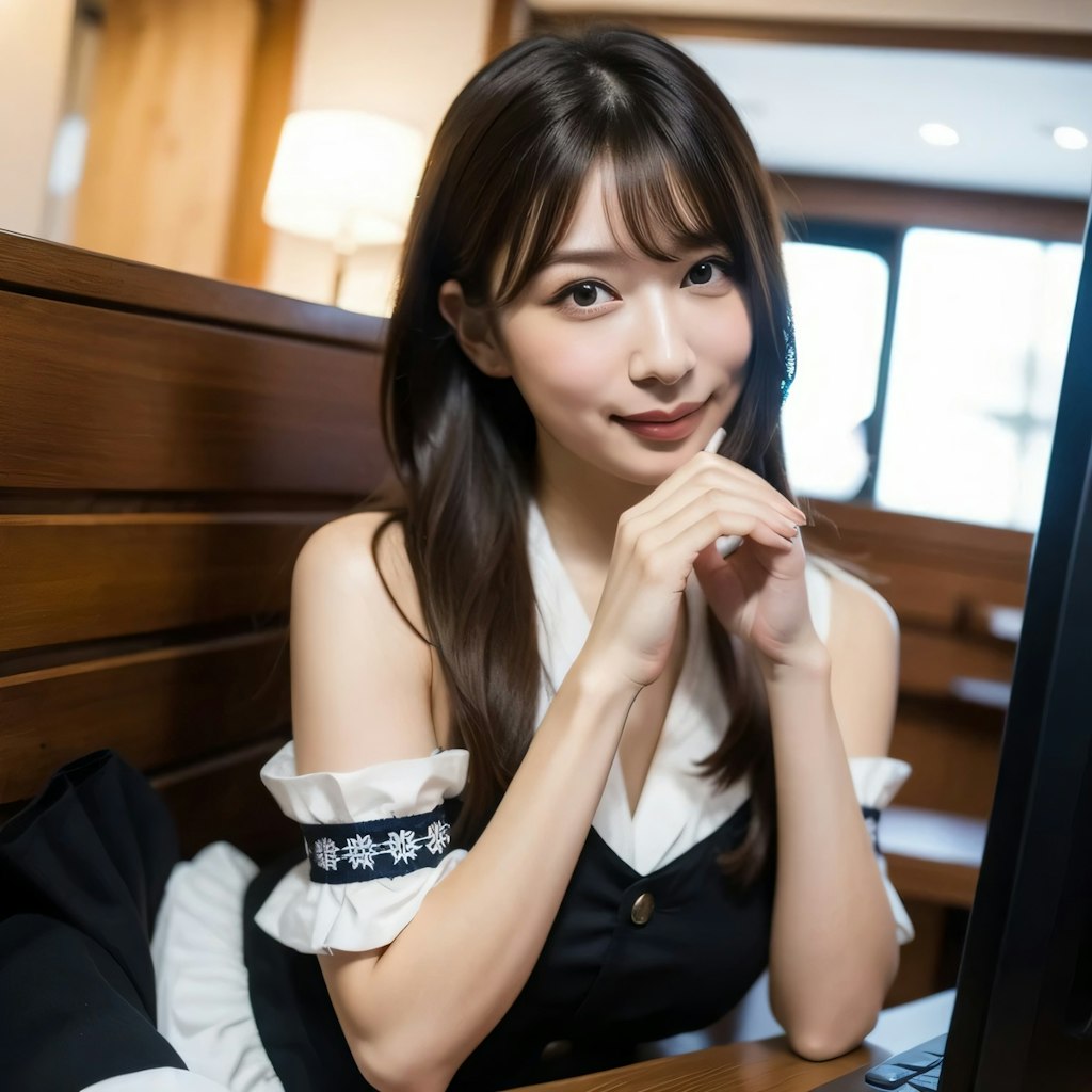 黒髪ロングで漫画喫茶の美女７