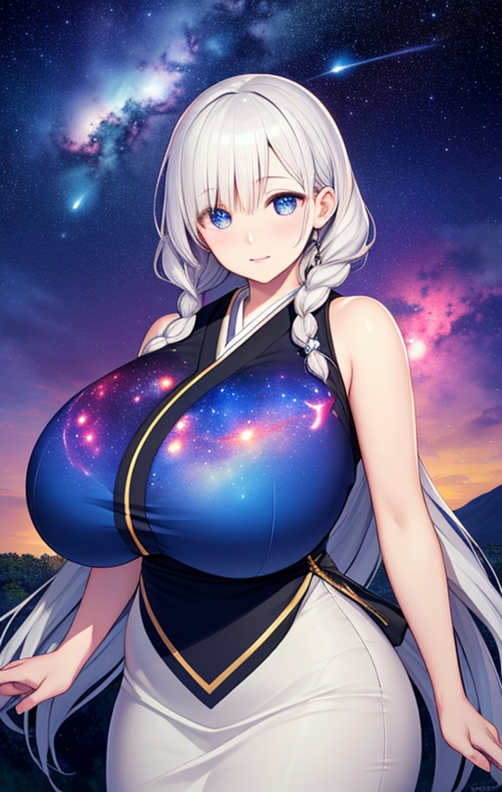 星空美女イラスト