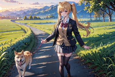 愛犬と夕方のお散歩