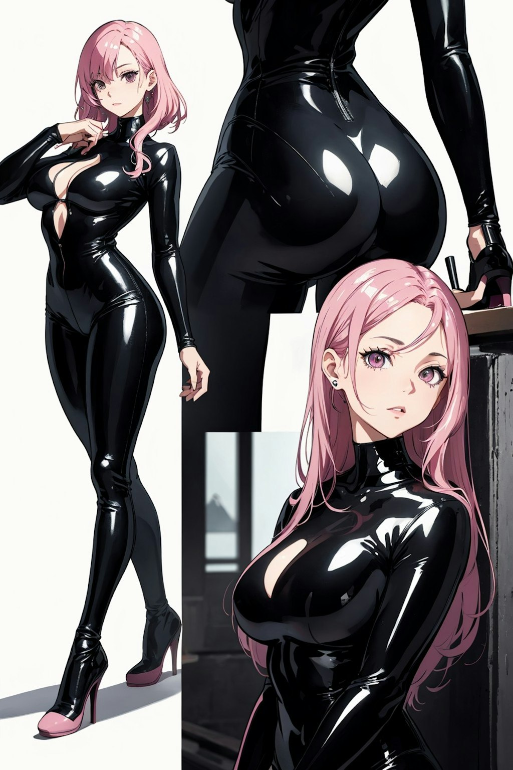 latex suit: pink