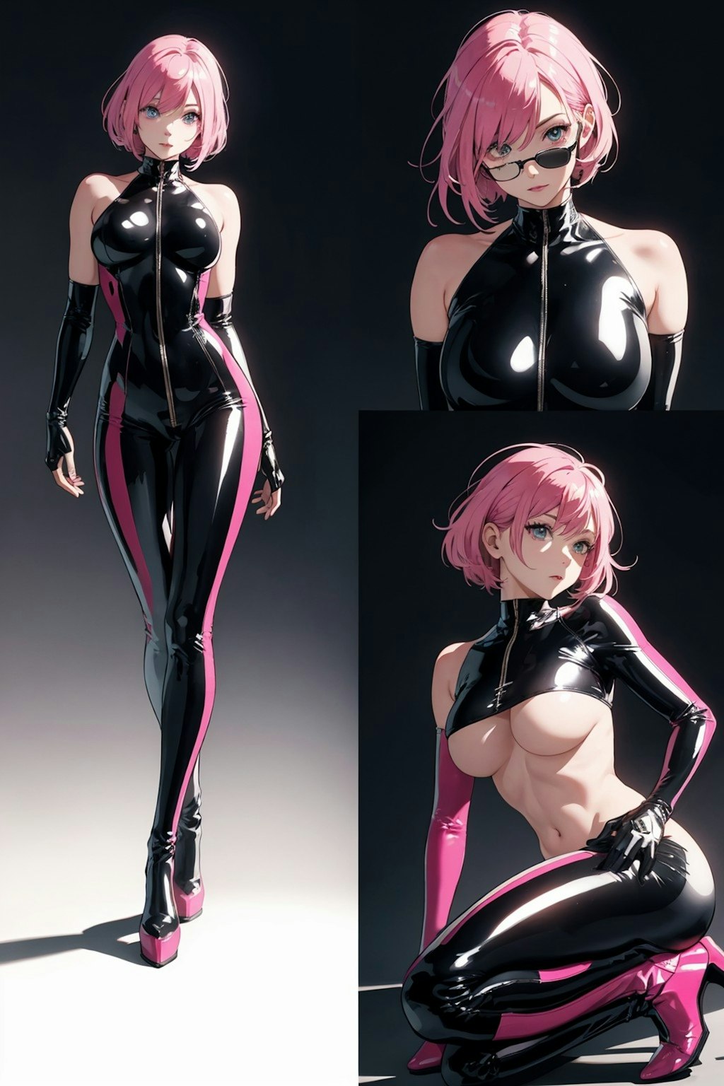 latex suit: pink