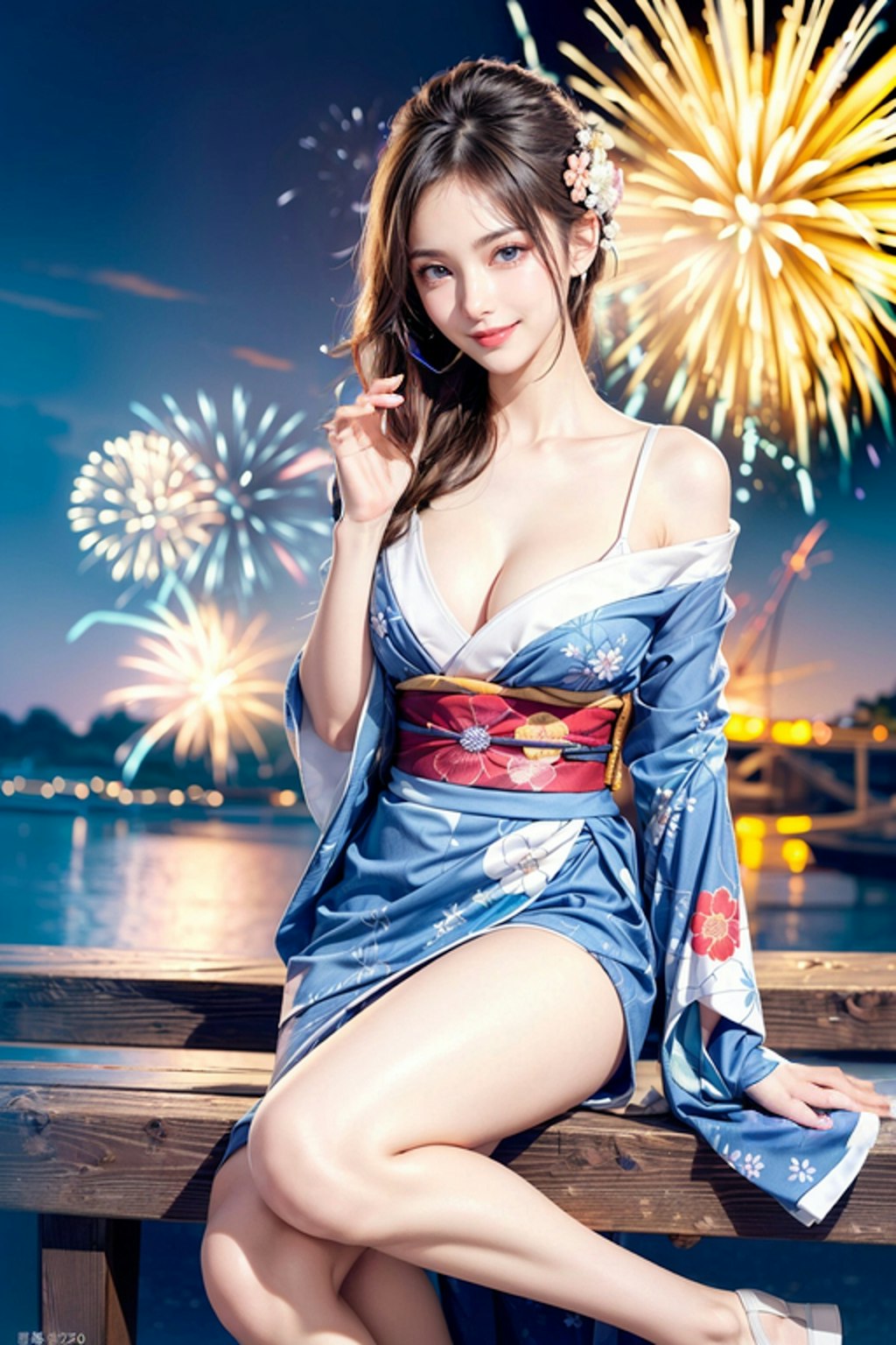 花火とセクシー美女