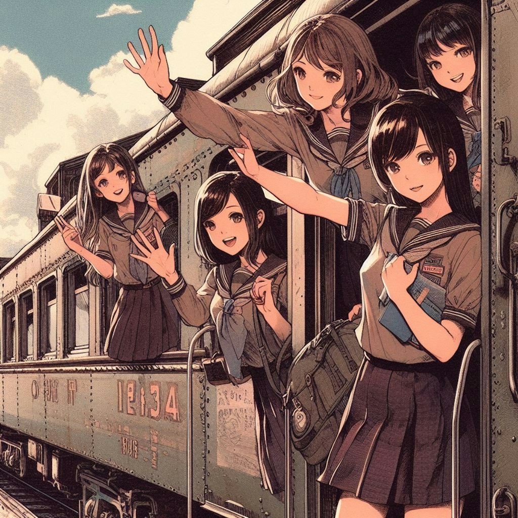 古い列車と少女