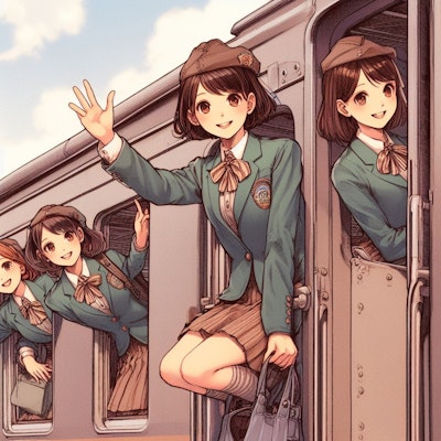 古い列車と少女