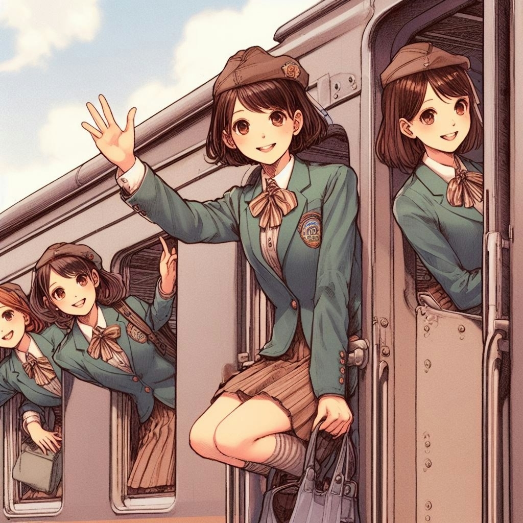 古い列車と少女