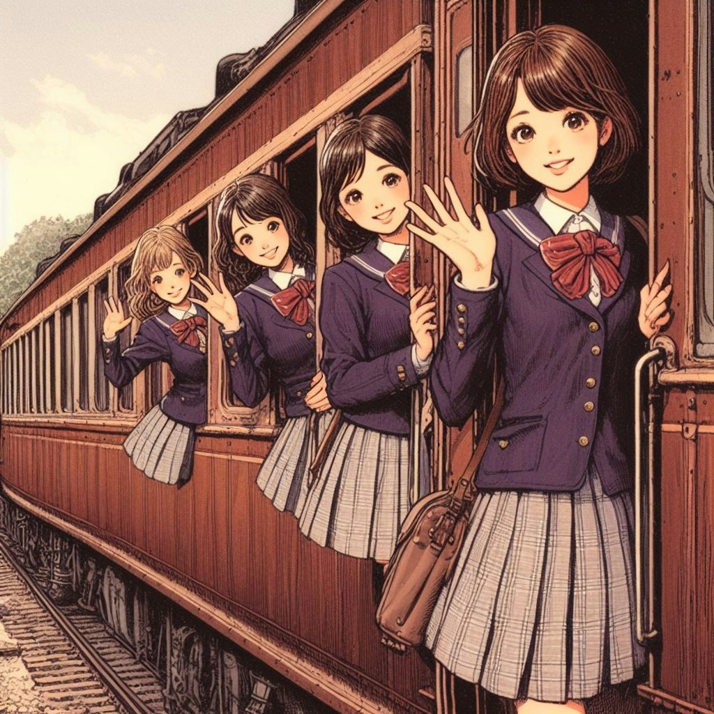 古い列車と少女