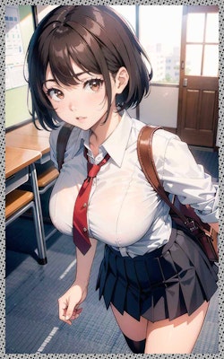 制服巨乳ｊｋ　jk with big tits in uniform