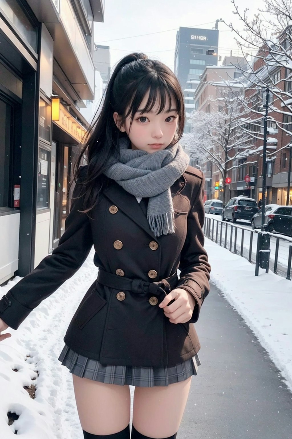 雪の中の制服