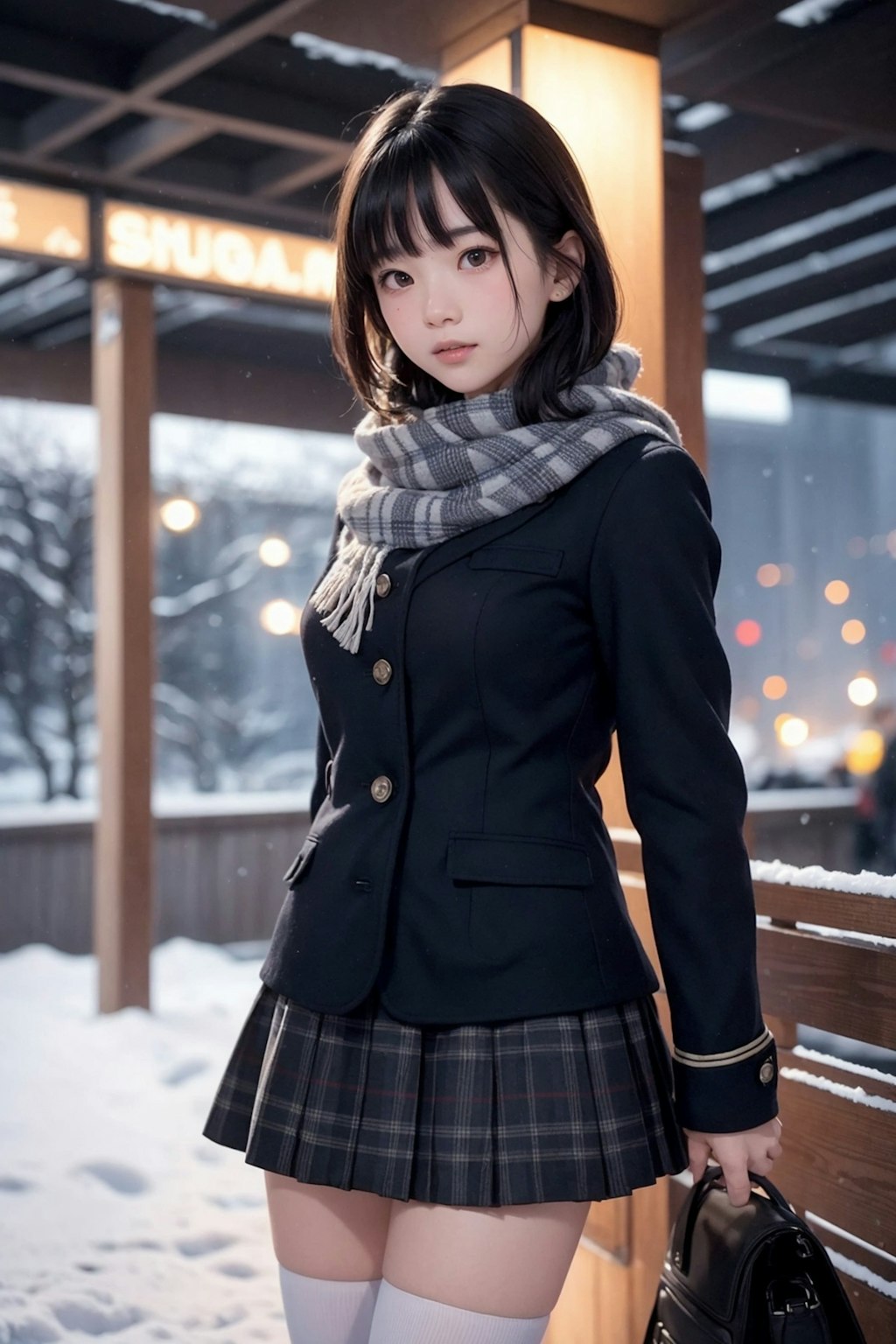 雪の中の制服