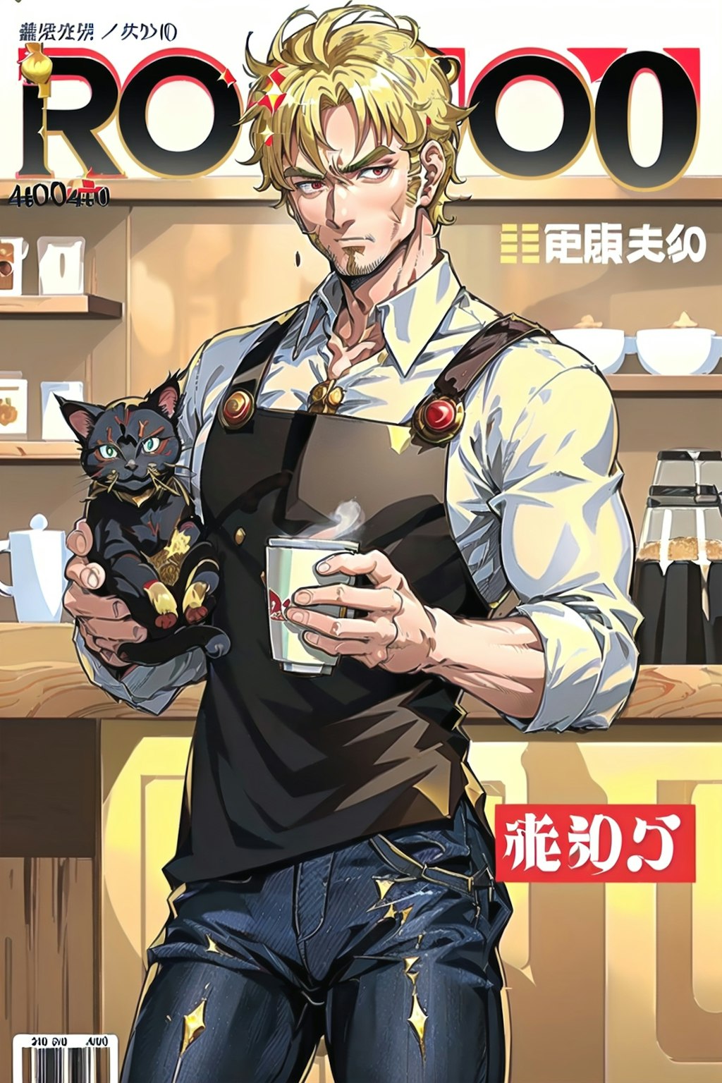 カフェ男店雑誌の表紙風４