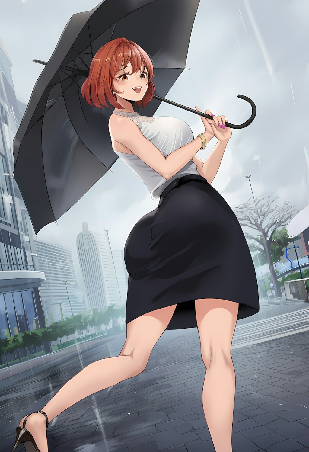 ノノカちゃんの雨の日通勤：Oggi風ブラックコーデ