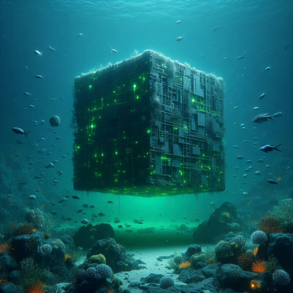 深海に浮かぶ謎のキューブ