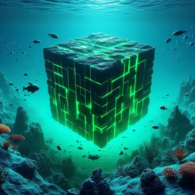 深海に浮かぶ謎のキューブ