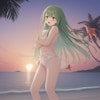 夕焼けビーチで清楚なランジェリー姿のお姉さん画像です^q^ お綺麗なのらー^q^