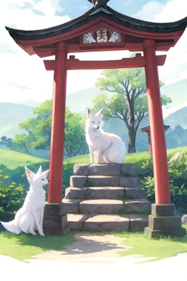神社と白狐① | の人気AIイラスト・グラビア