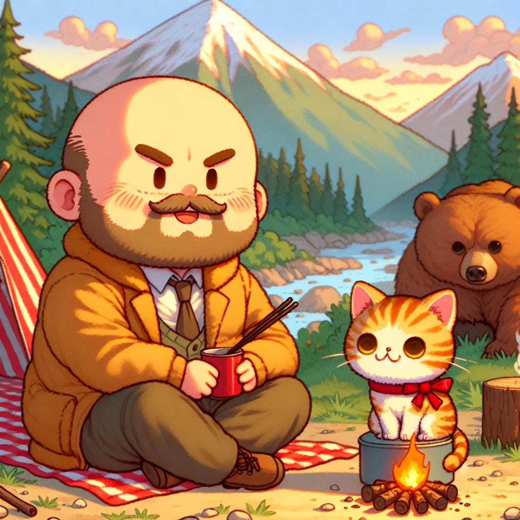 おぢさんととらのたのしいきゃんぷ🏕😸