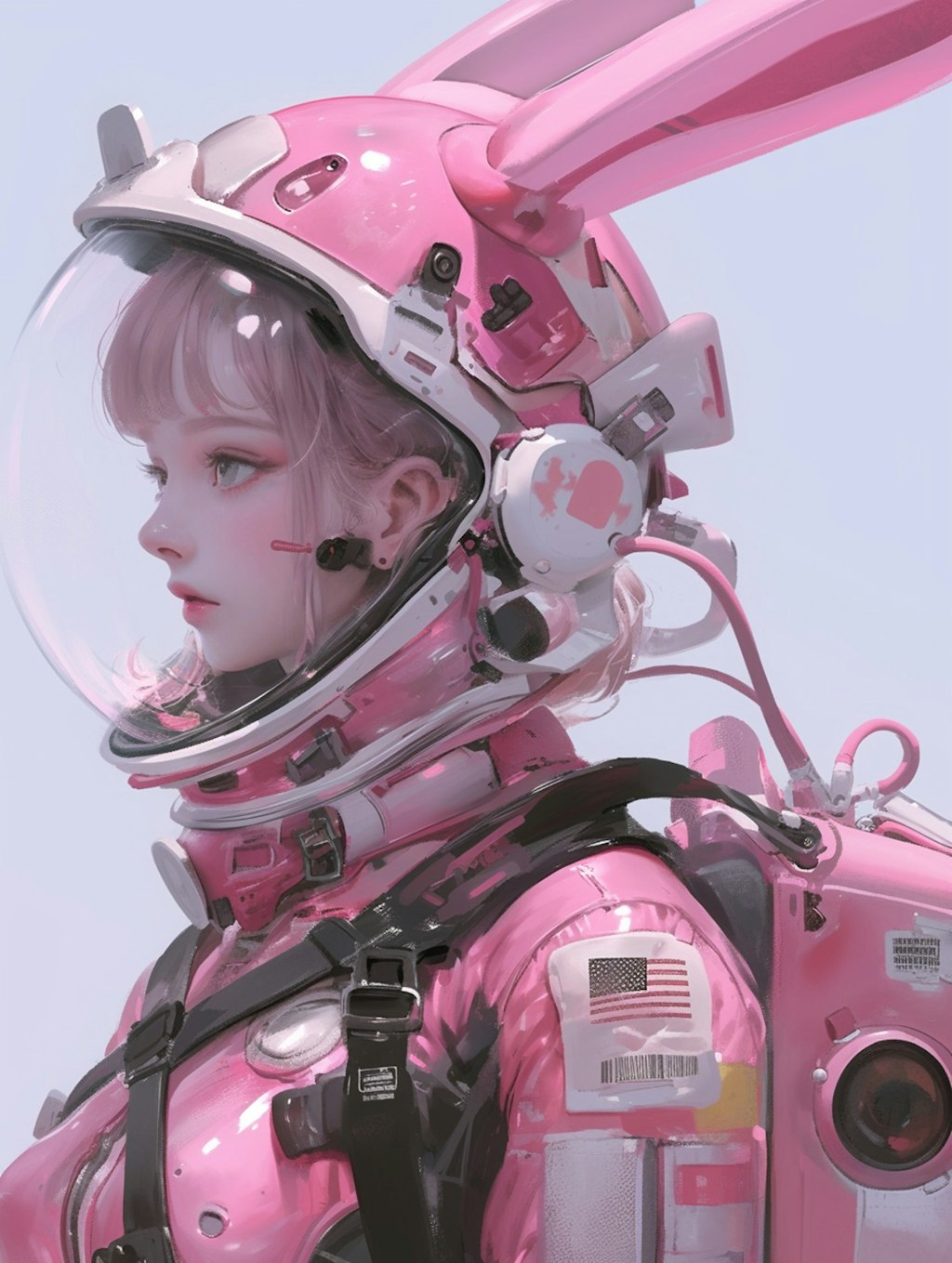 pink bunny cosmic diver girl sci-fi mode 兎耳艇外活動隊