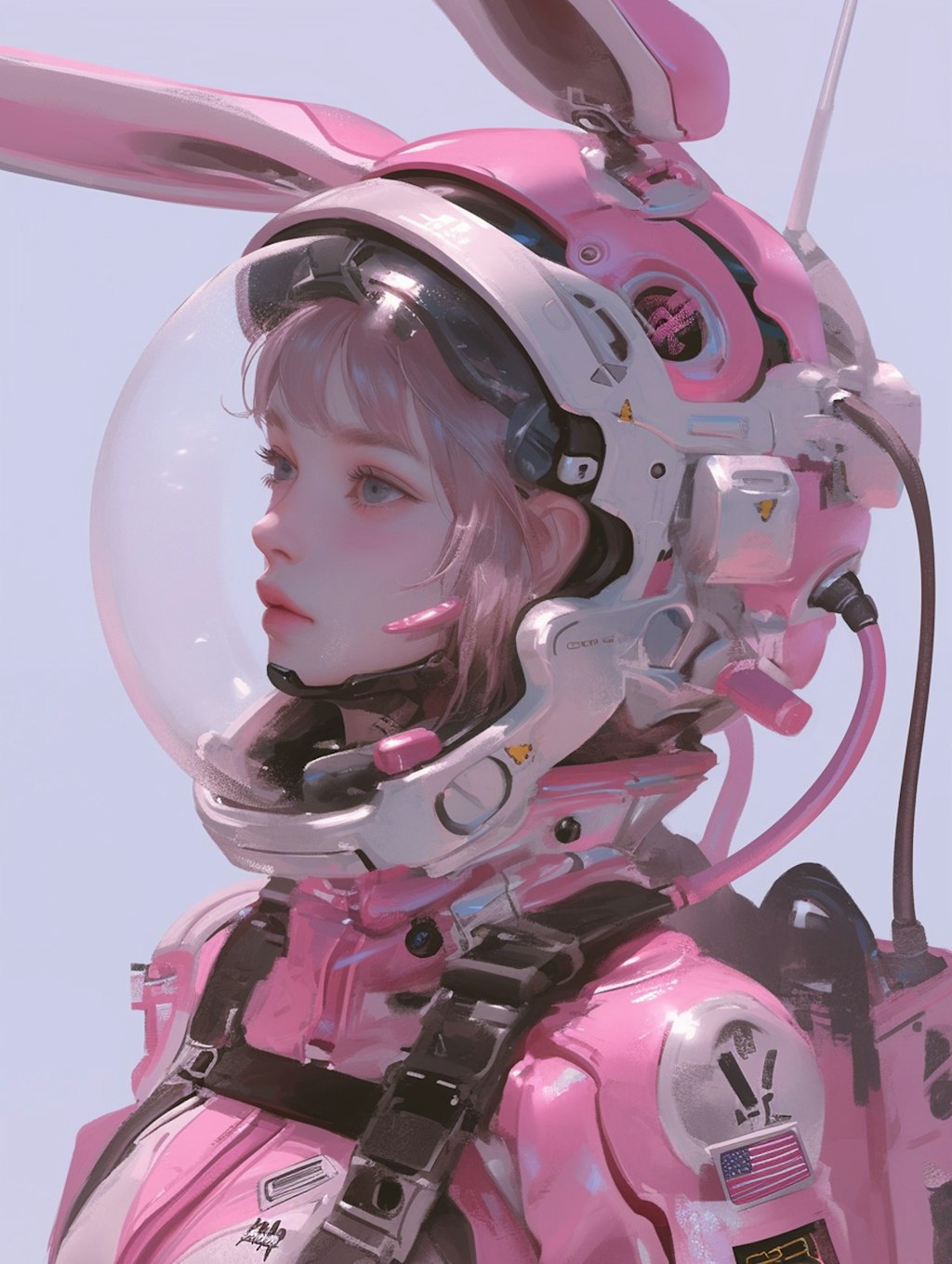 pink bunny cosmic diver girl sci-fi mode 兎耳艇外活動隊