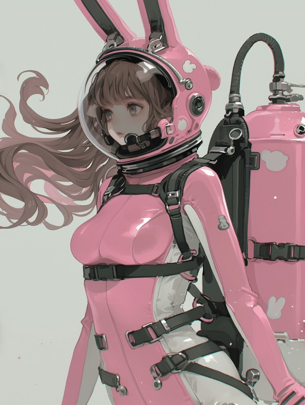 pink bunny cosmic diver girl sci-fi mode 兎耳艇外活動隊