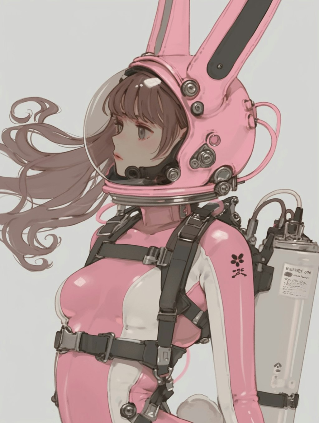 pink bunny cosmic diver girl sci-fi mode 兎耳艇外活動隊