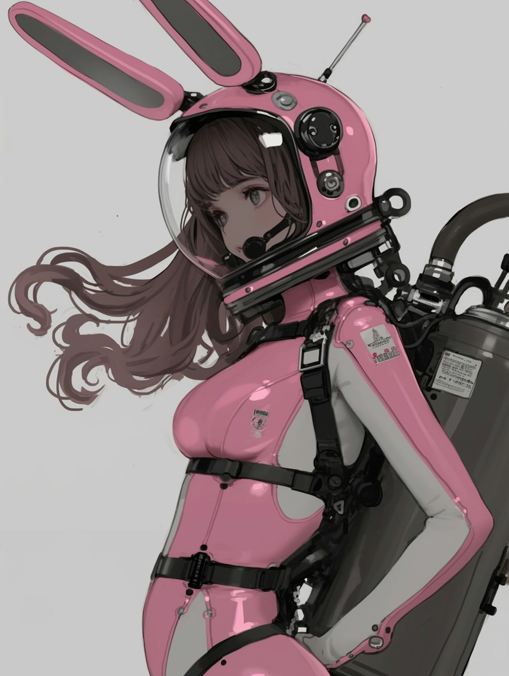 pink bunny cosmic diver girl sci-fi mode 兎耳艇外活動隊