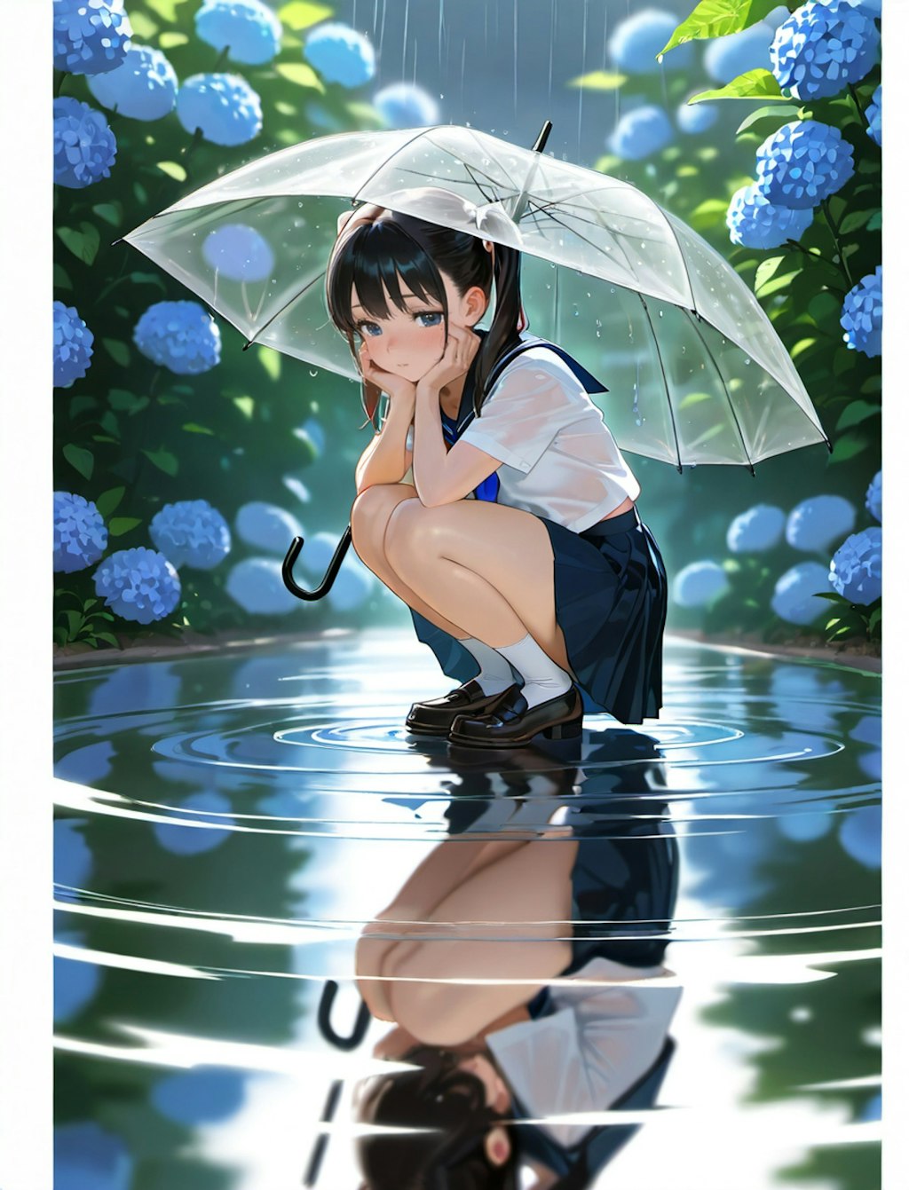 傘と紫陽花
