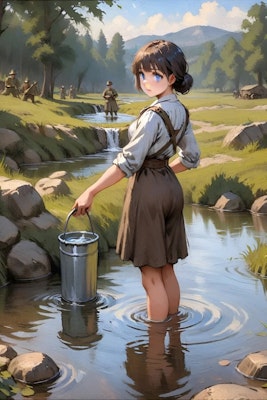 1910 水汲み少女
