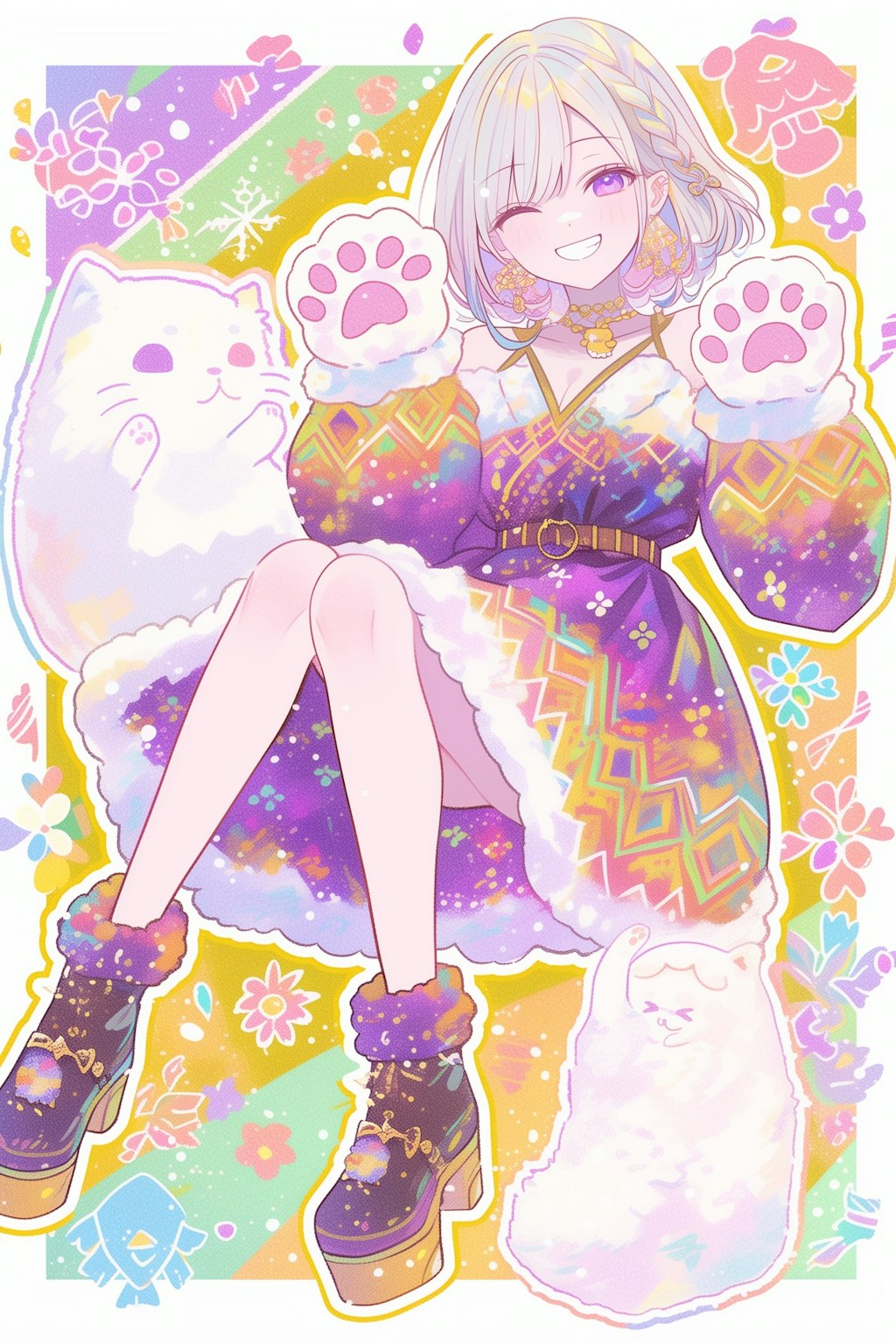 カラフル肉球ガール