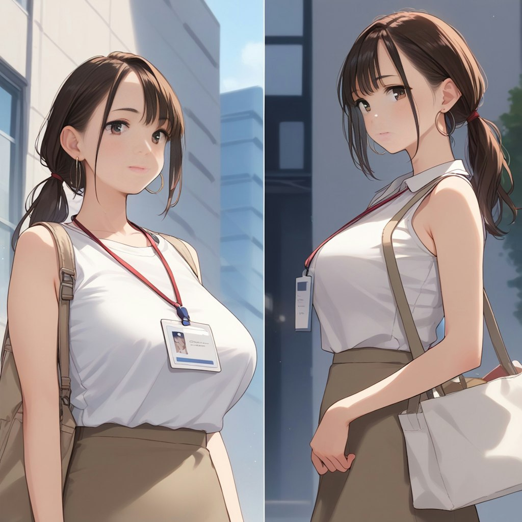 先輩OL 夏の通勤服