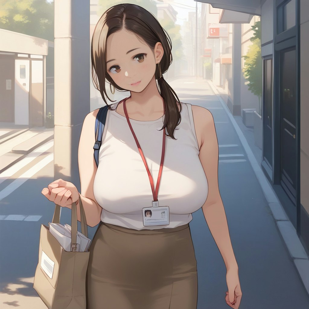 先輩OL 夏の通勤服