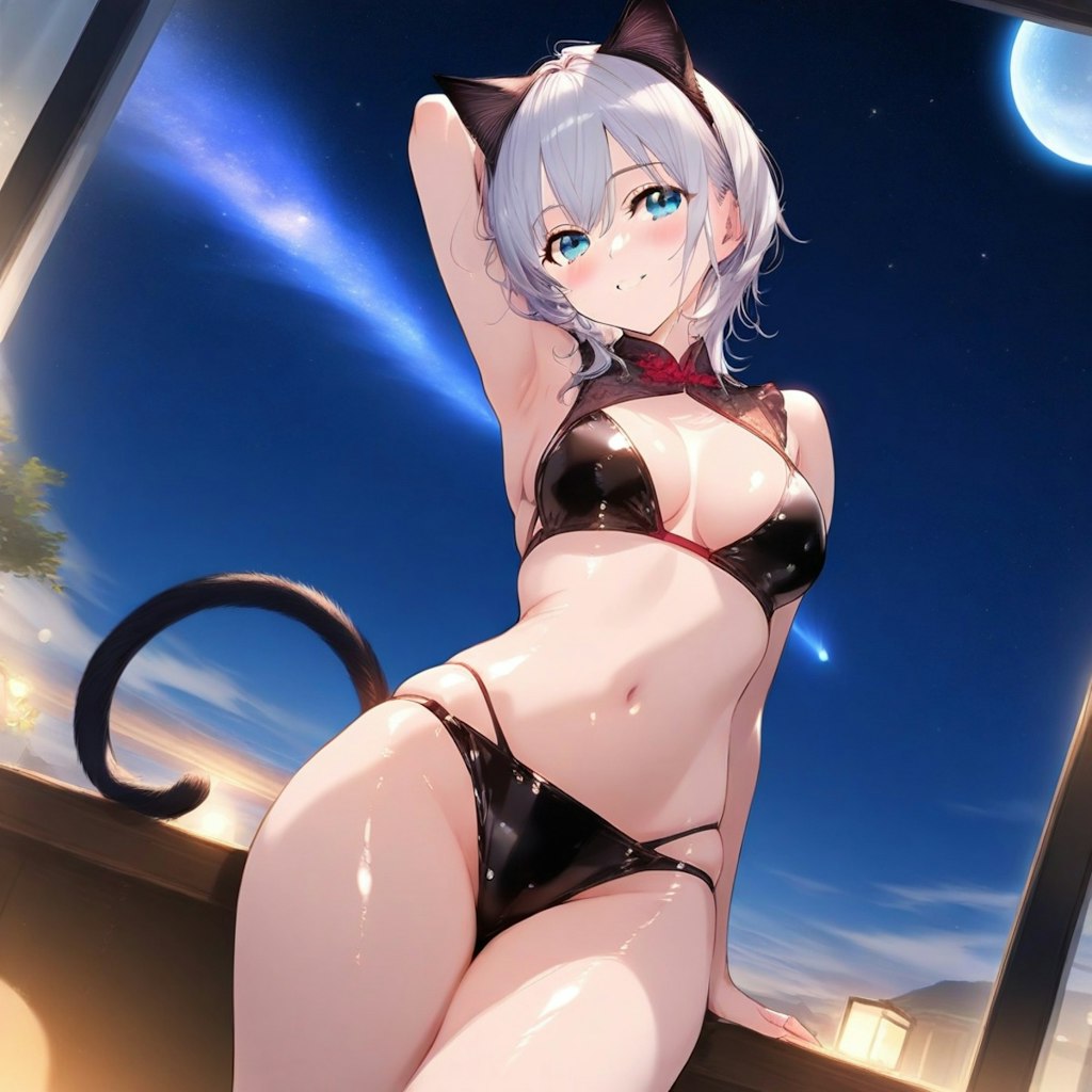 夜景とケモミミ紐ビキニさん！
