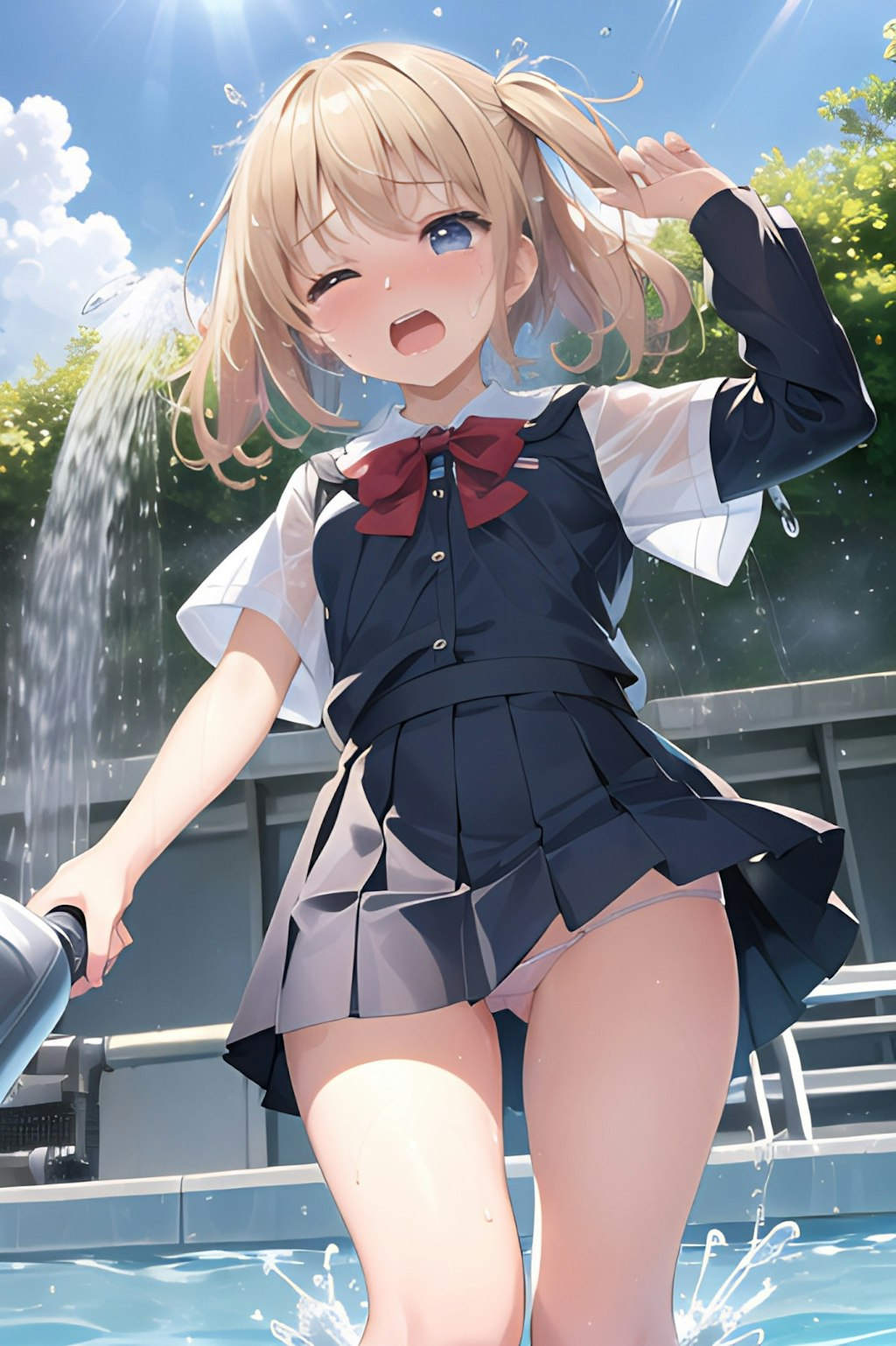制服で水遊び(1)