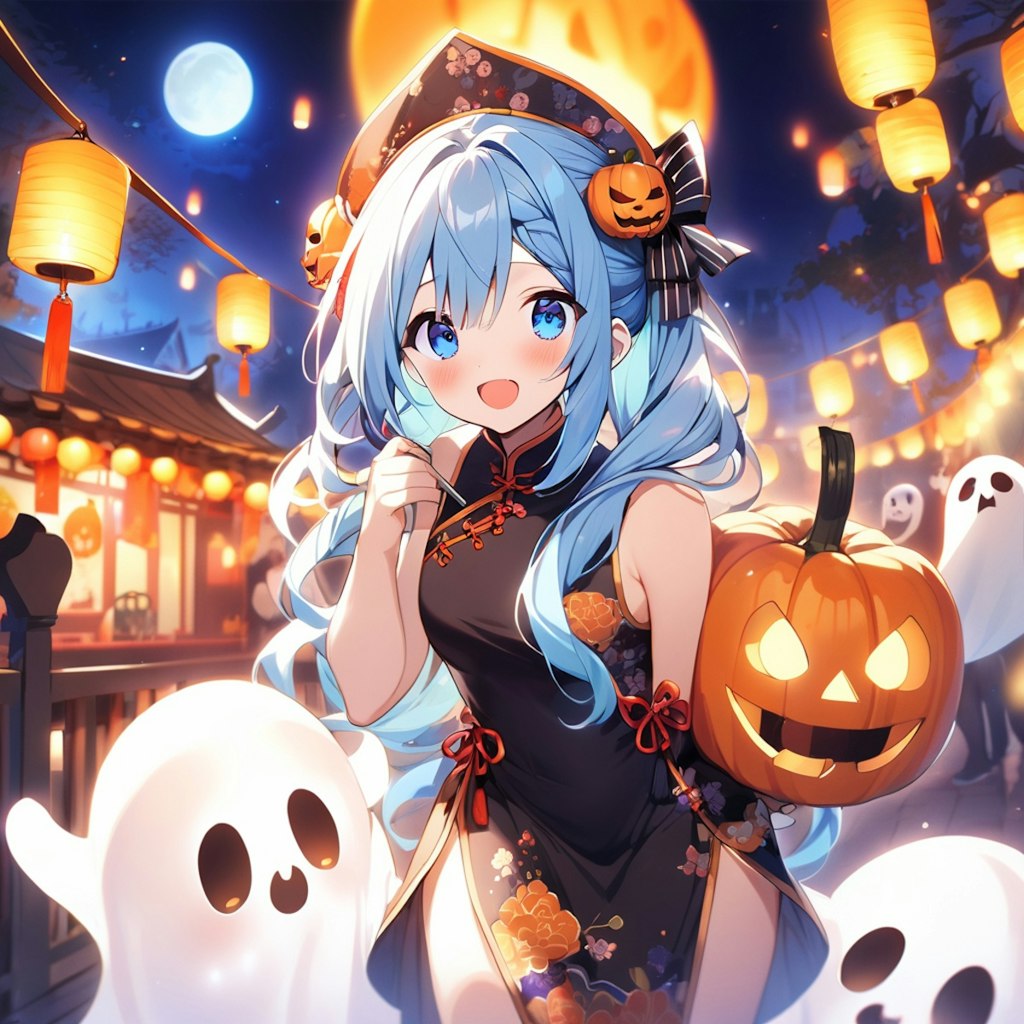 チャイナドレスでハロウィン