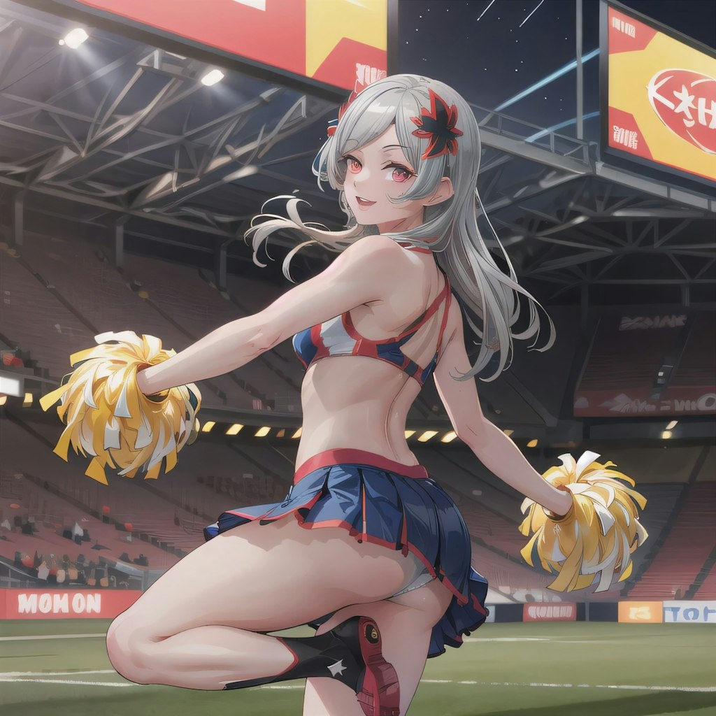 灰髪ロングでチア衣装の少女２