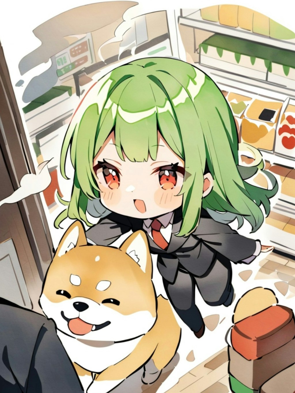 犬とスーツと緑髪ちゃん