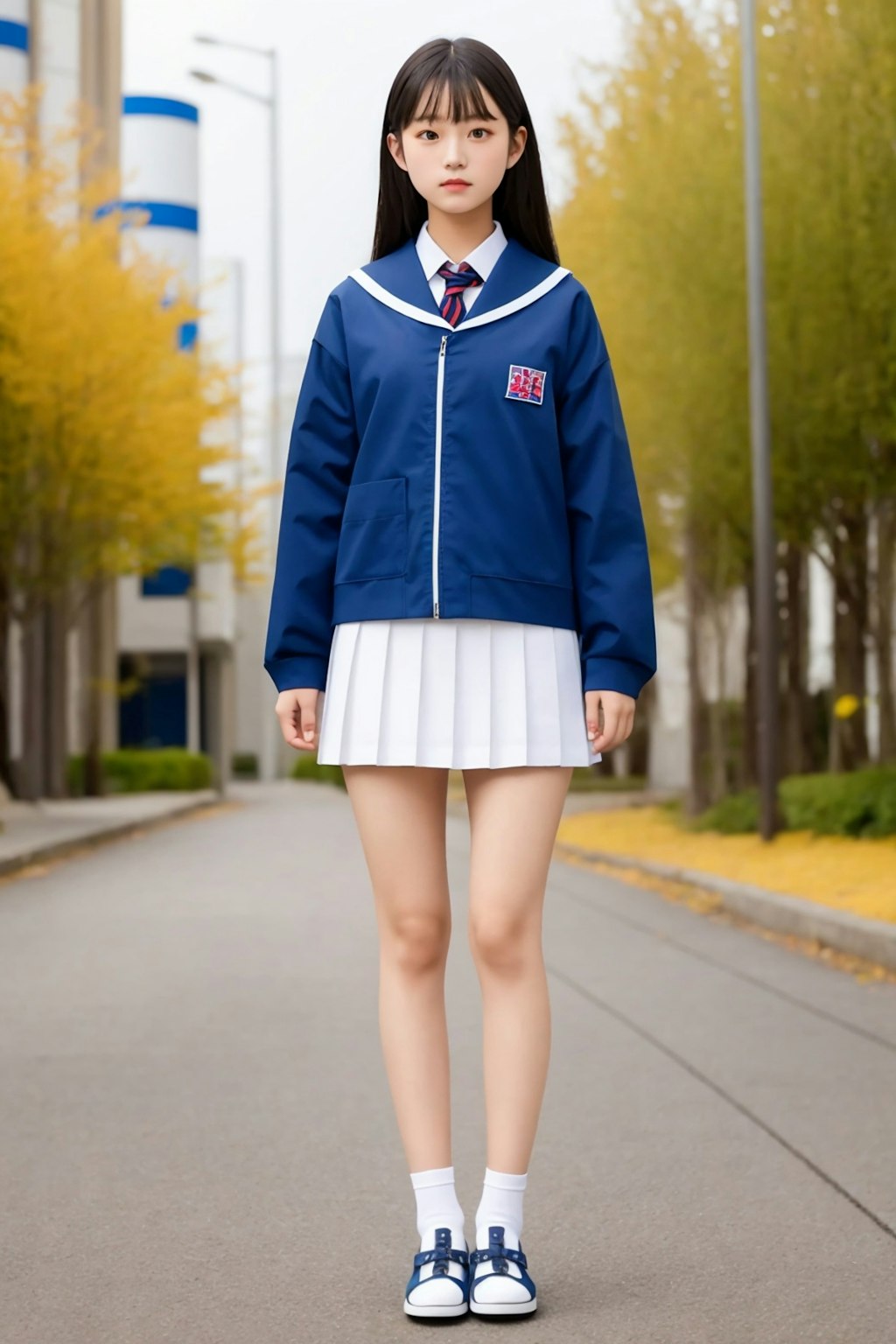 p183 最後のプロンプトがまだ「a Japanese school uniform」なので冬服っぽくない。