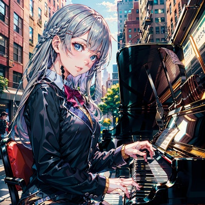 ストリートピアノ少女