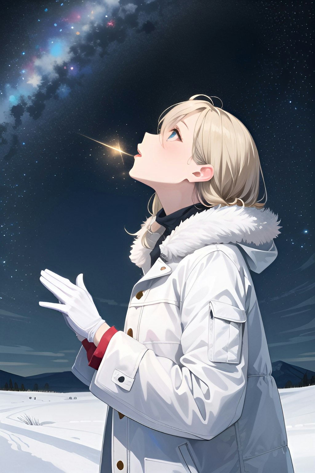 星空を見上げるおねえさん