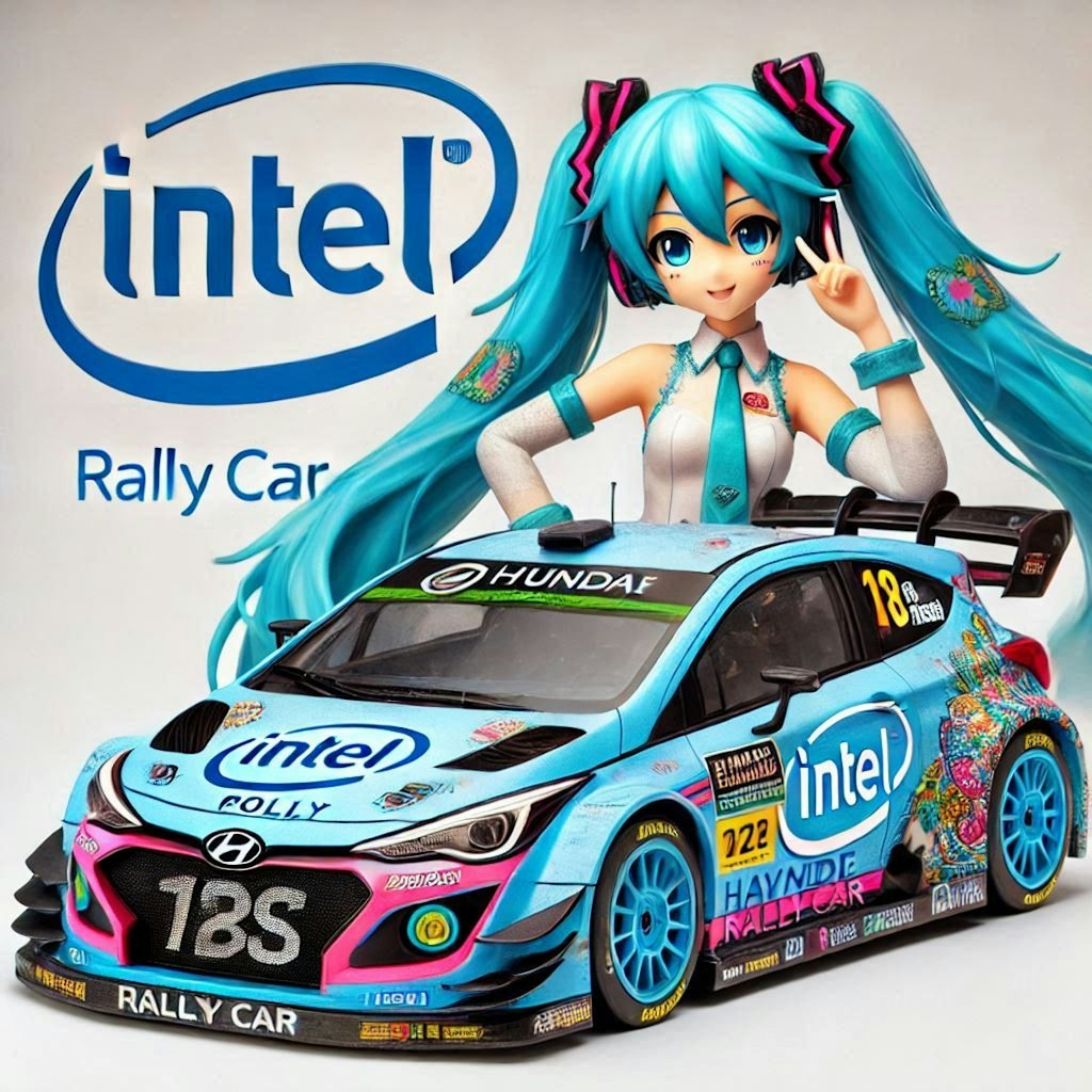 Intelカラーヒュンダイラリーカーと初音ミク