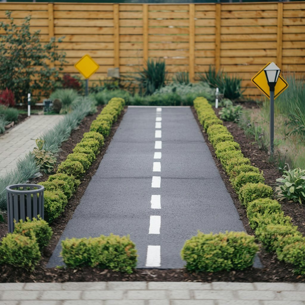 道路っぽい家の庭