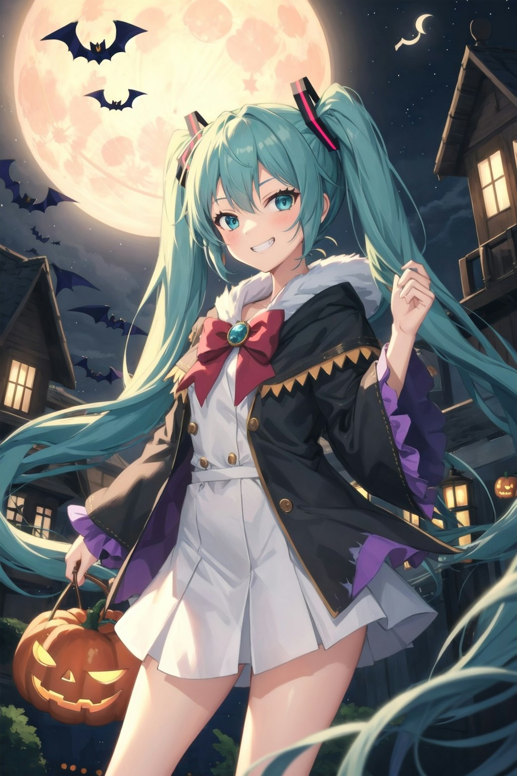 ハロウィンなミク💙赤髪子💓銀髪子♡