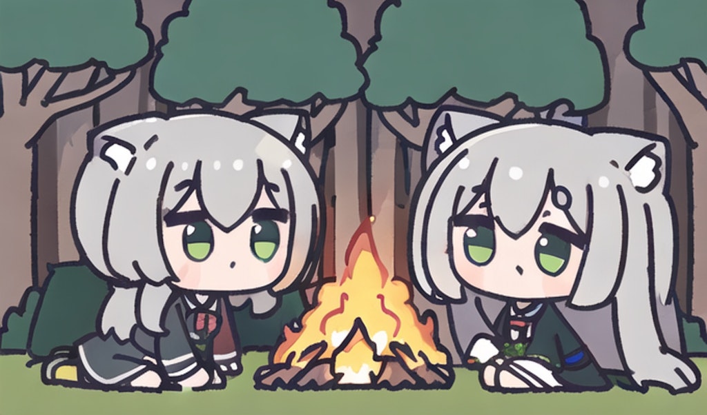 (6ｺﾏ)たきびたのしいのー(*>ᴗ<*)🔥⛺