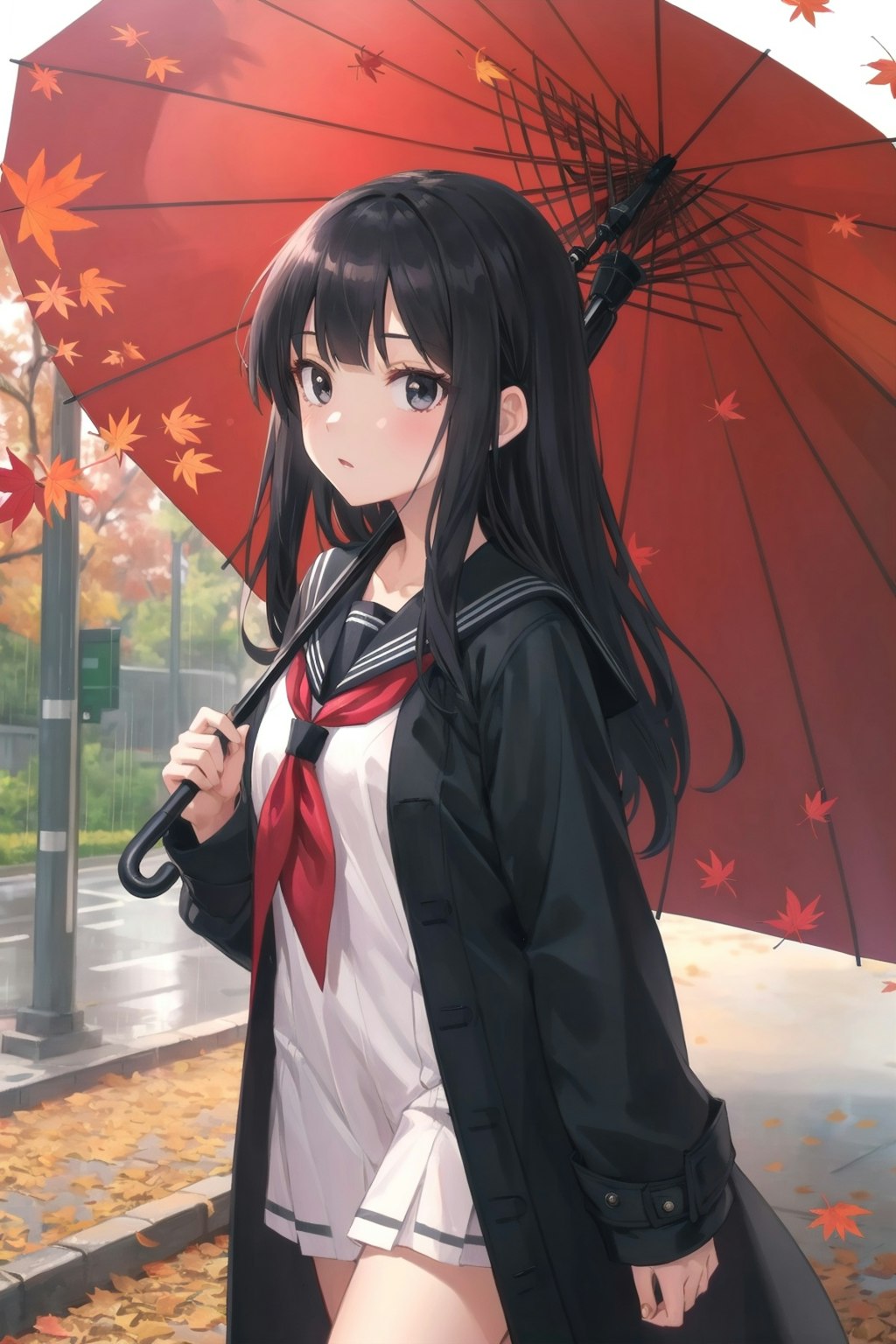 紅葉と秋雨