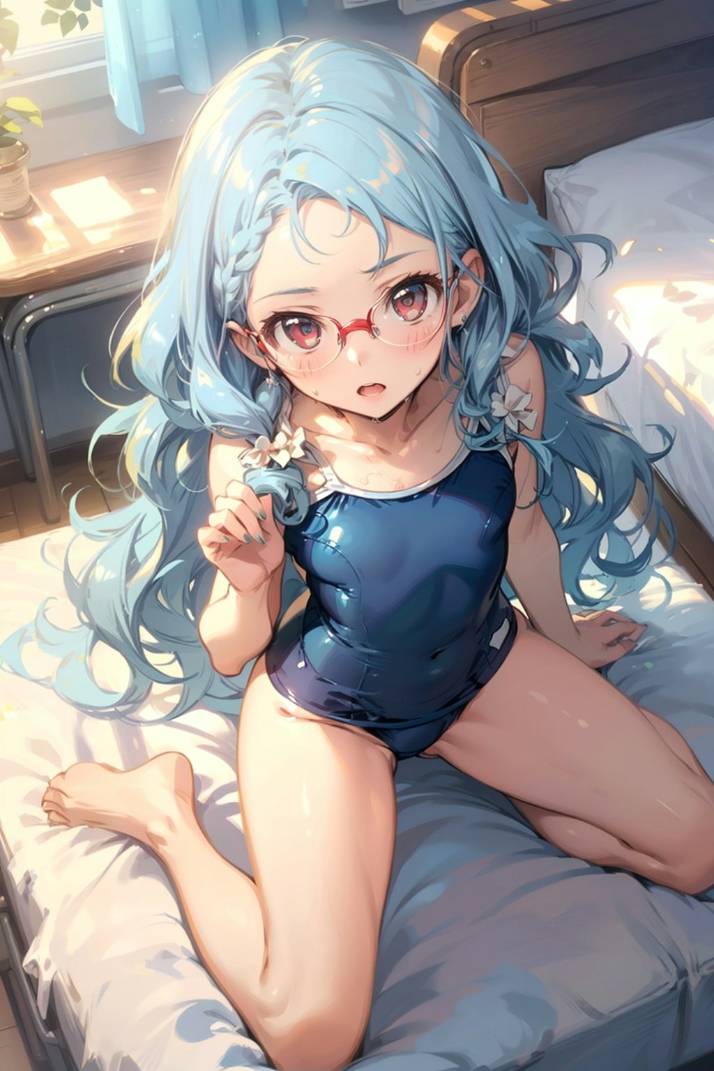 スク水の眼鏡っ娘