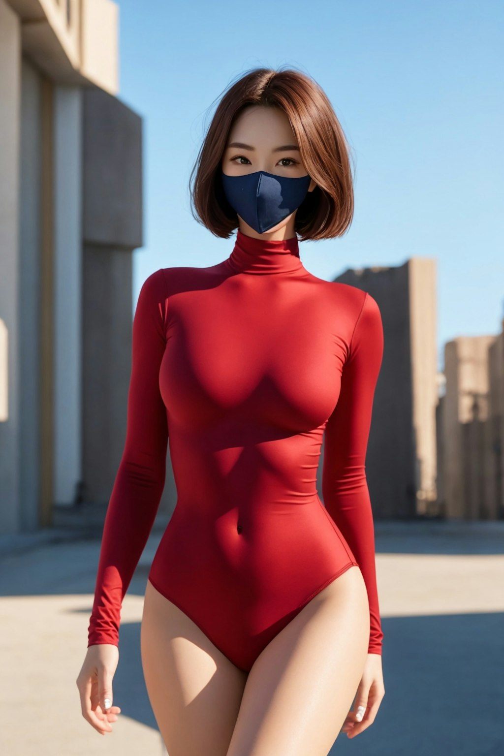 Black masked leotard