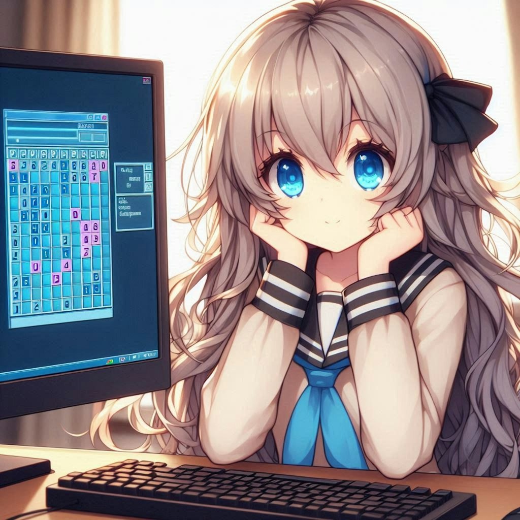 パソコンでゲームをする小さな女の子