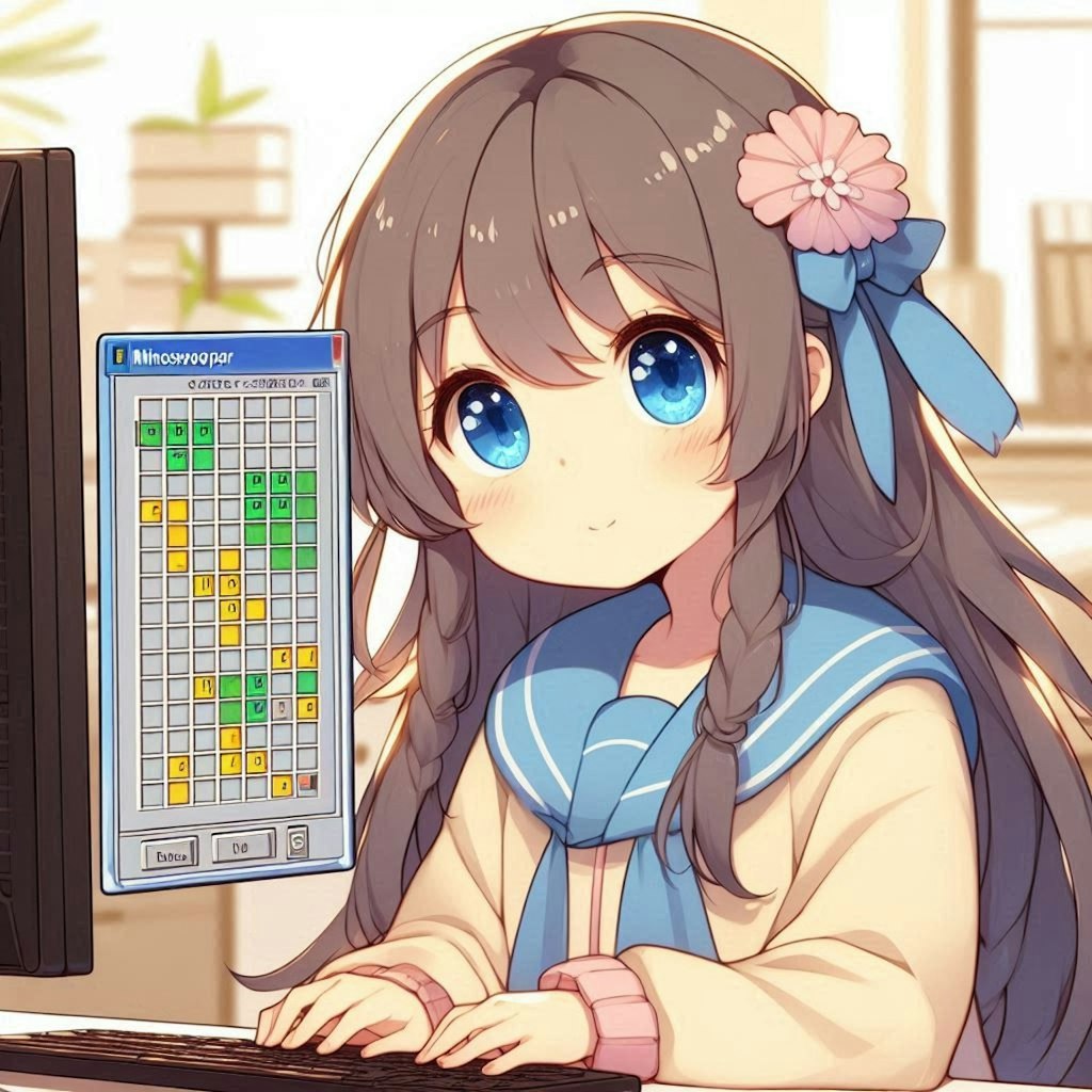 パソコンでゲームをする小さな女の子