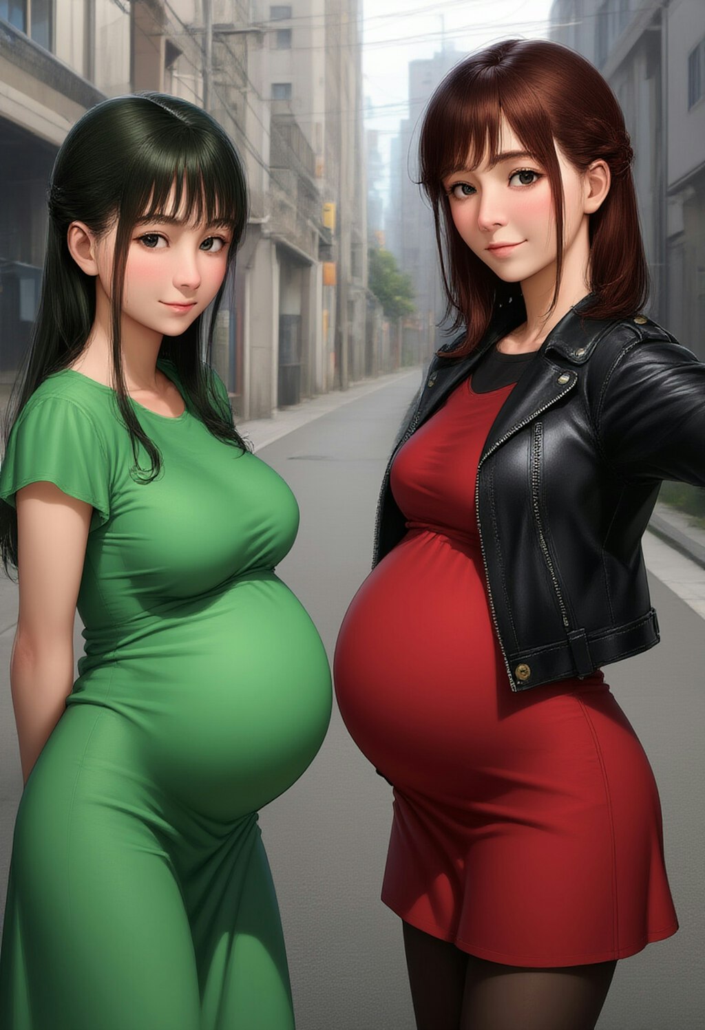green & red girls