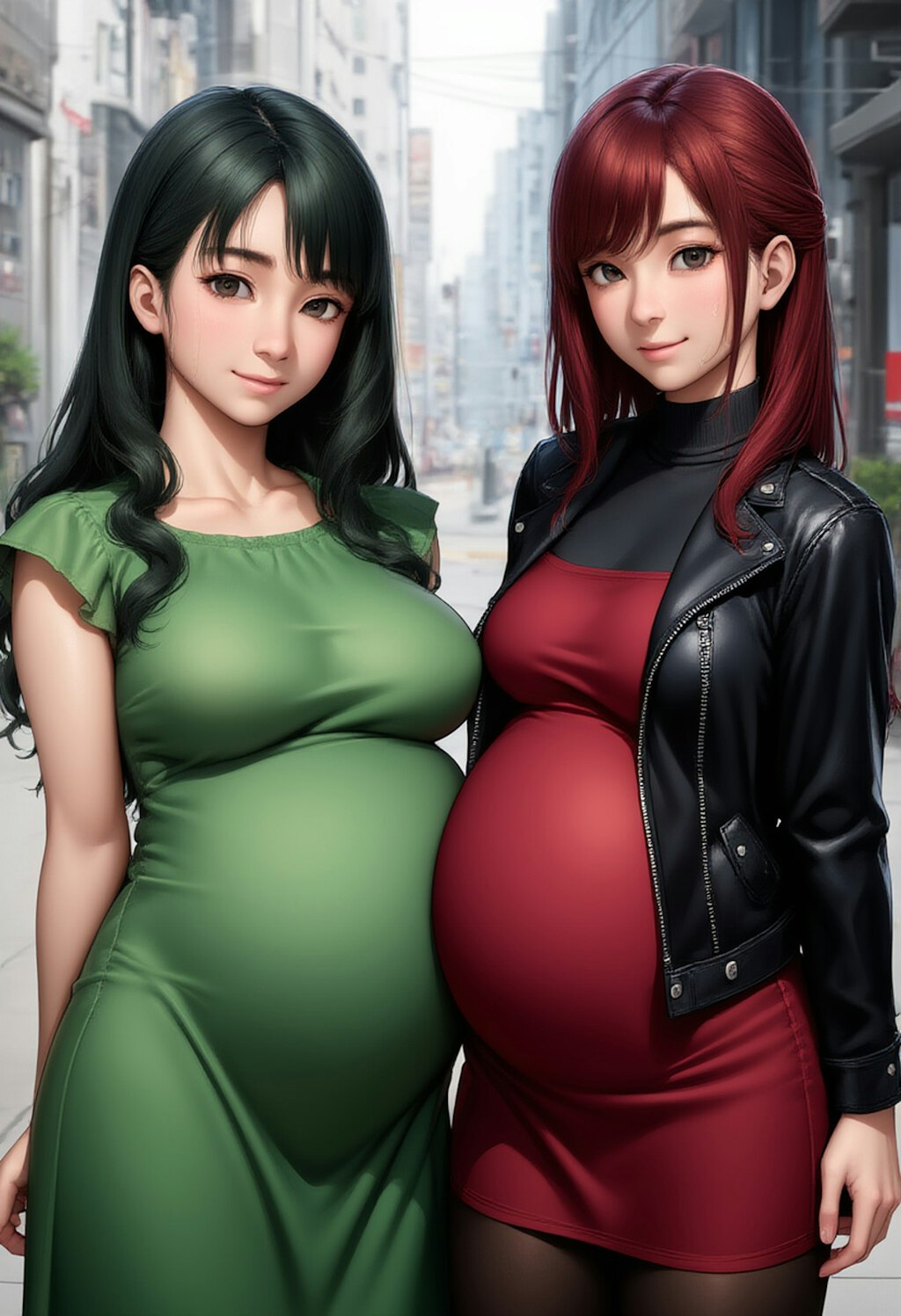 green & red girls