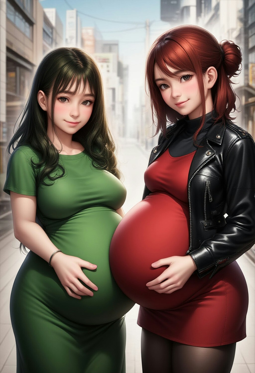 green & red girls